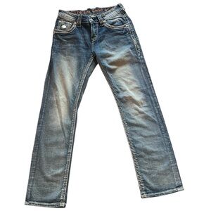 Mens RockRevival Jeans Straight Cut Blue/Light Blue Size 29x30. Gently worn